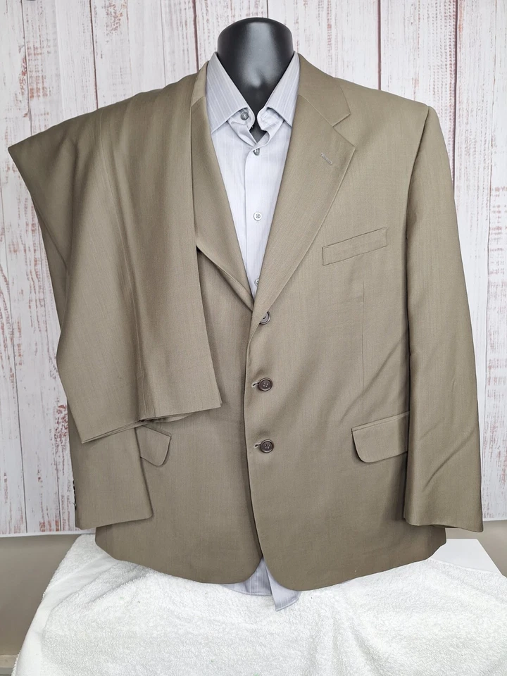 Terno masculino Oleg Cassini 2 peças 48R 42X28 marrom rolo de 3 botões lã sem ventilação - Imagem 2 de 4