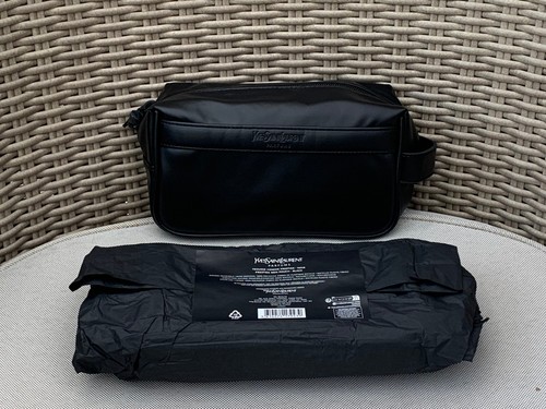YSL PRESTIGE MEN POUCH FAUX LEATHER TOILETRY BAG WASH SHAVE TRAVEL BAG FREEPOST