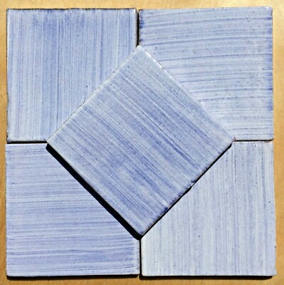 Distelblau handgefertigt - handgeschleppte französische Wandfliesen 11x11cm 