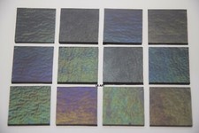 1229.31 - 12 TRANSPARENT PEWTER IRID 1" x 1" BULLSEYE 3mm THICK GLASS 90 COE