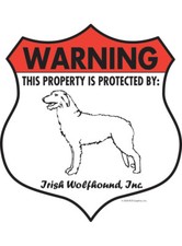 Warning Irish Wolfhound Property Protected - Beware Aluminum Dog Sign - 7" x 8"