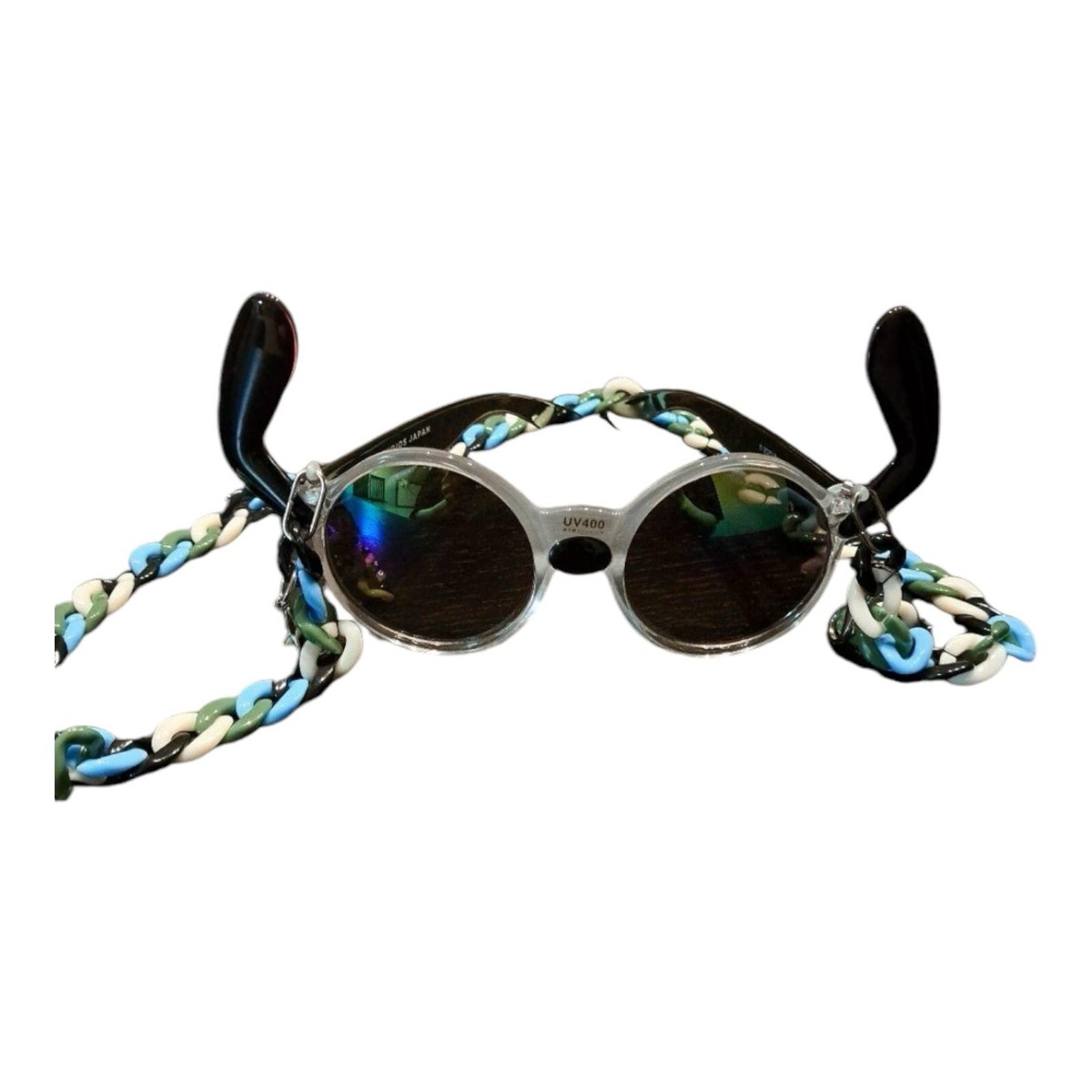 USJ Snoopy Mirrored Sunglasses Black With Chain Peanut Universal