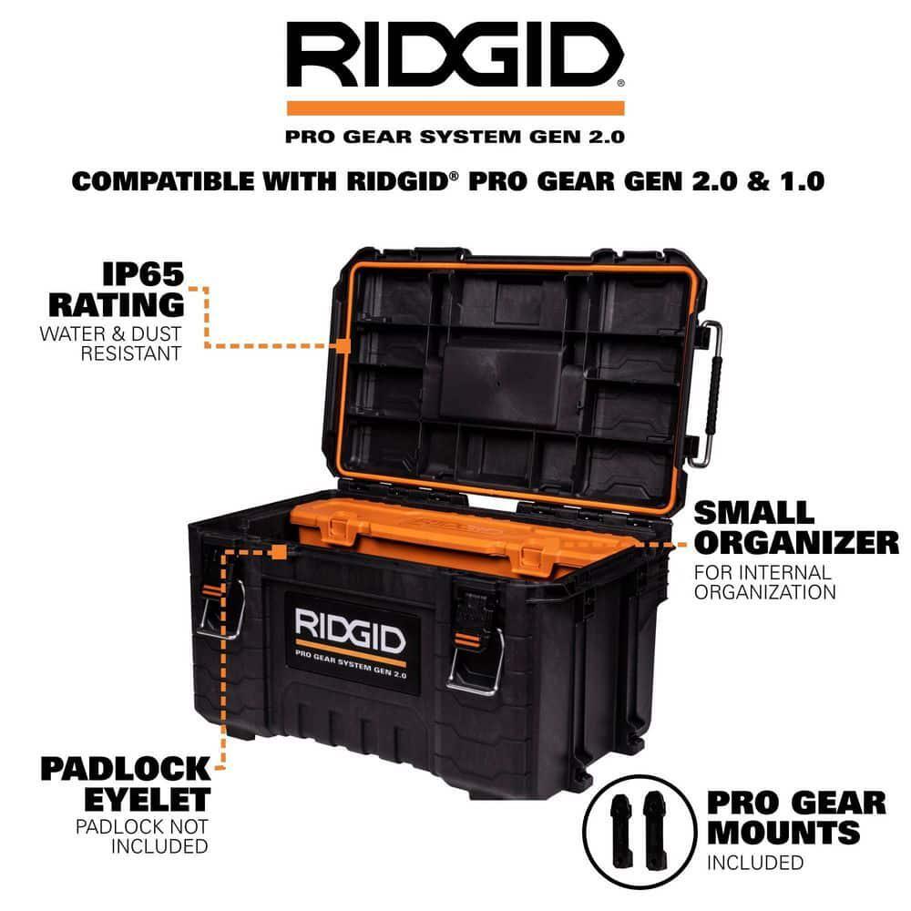 RIDGID Tool Box Modular Stackable 22in Heavy Duty Storage Lockable