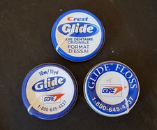 Set of 3 Vintage Crest Glide Original Floss Travel Trial Mini Tins