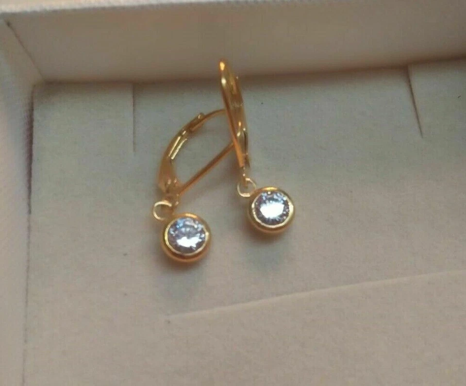 14K Yellow Gold Over Round Diamond-Cut Lab Created Women's Huggie Hoop Earrings - Image 2 of 4