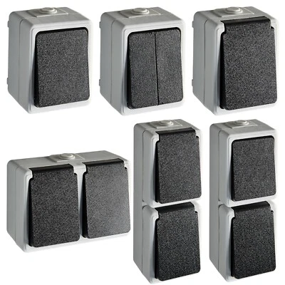 HEITRONIC Monsun Feuchtraum Aufputz Steckdosen Serie IP44 IK05 2er AP Kombi Schalter Außen