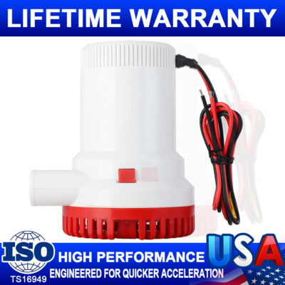 1500GPH Bilge Pump Marine Boat Yacht Submersible Water Sump Pump 12V Unlike Rule