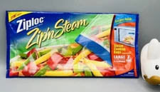 Ziploc Zip n' Steam Large Cooking Bags / 3-5 Servings /7  Bags/ 10x10 inches