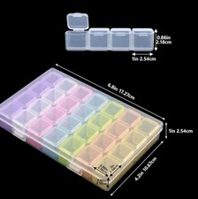 28 Grid Plastic Compartments Jewelry Adjustable Organizer Storage Box Case PILL