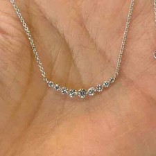 1Ct Lab Created Diamond Round Bar Pendant 14K White Gold Plated Free Chain 16''