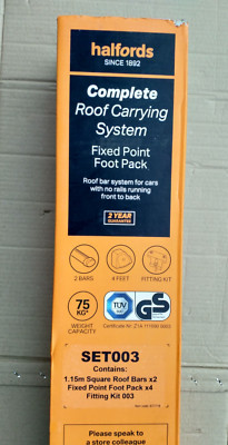 Halfords SET003 Non-Rail 115cm Fix Point Steel Roof Bars, Pair