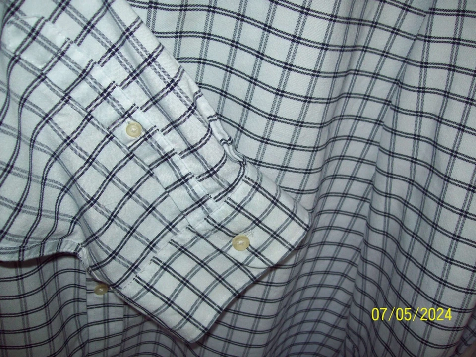 The FOUNDRY Co Button Down Shirt Long Sleeve White Black Check 5XL Easy Care - Image 3 of 4