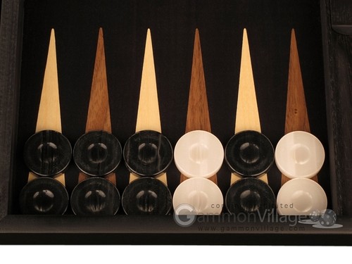Black Wood Backgammon Set - Black Field - Large Wooden Board - Picture 5 of 7