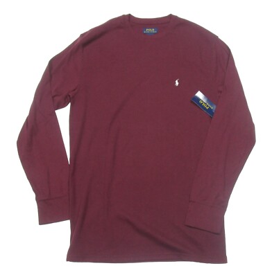 Polo Ralph Lauren Big Tall Men's Burgundy Waffle Knit Thermal Crew-Neck  Shirt