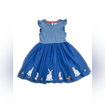Mini Biden Size 7-8 Years Easter Bunny Rabbit Embroidered Tulle Layered Dress