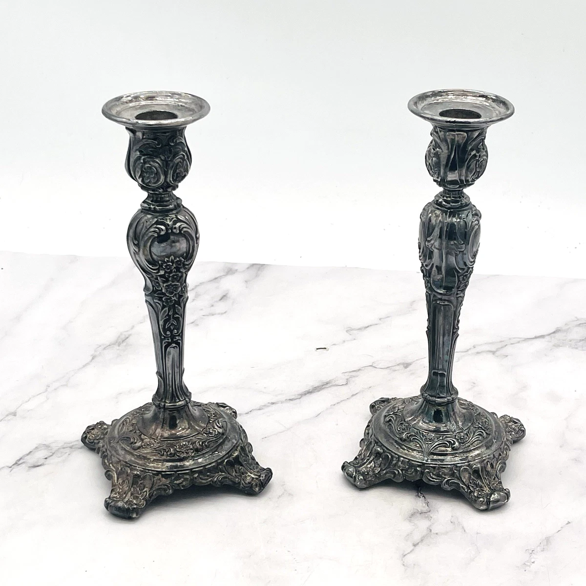 Wm. Rogers & Son Antique US Silver-Plated Candlesticks