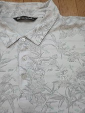 Travis Mathew Polo Shirt Mens XXL 2XL White Gray Floral Print Short Sleeve Golf