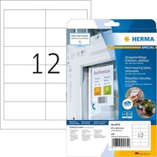 HERMA 4574 Odporne na warunki atmosferyczne etykiety foliowe zdejmowane, 20 arkuszy, 97 x 42,3 mm, 12 pro 