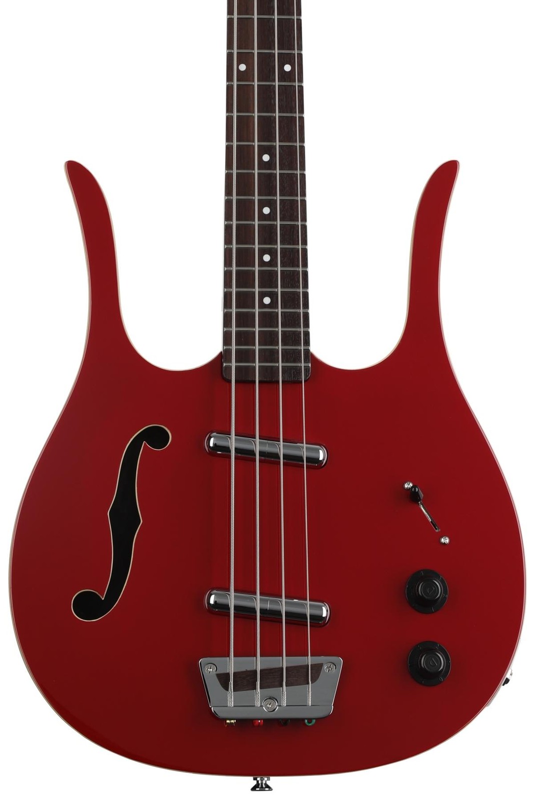 Бас-гитара Danel Electro Red Hot Longhorn с полупустым корпусом - Красный