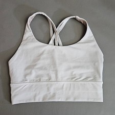 Lululemon Energy Bra Long Line White Strappy Medium Support Sports Bra Size 4