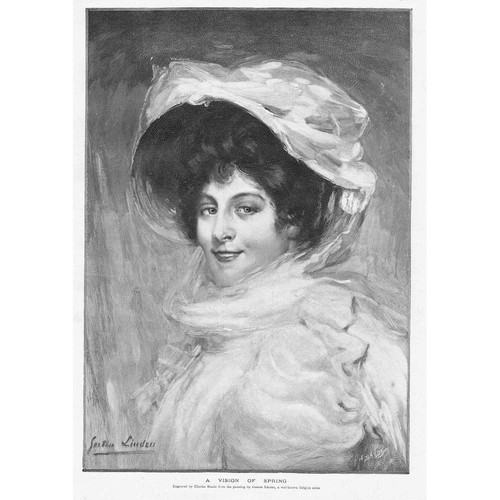 GASTON LINDEN A Vision of Spring - Antique Print 1901