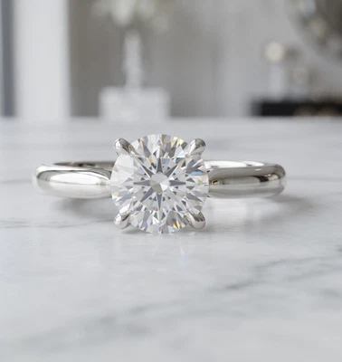 2.00 Ct Round Cut Natural Diamond Bridal Gift Ring 18K Solid White Gold2 - Image 1 of 4
