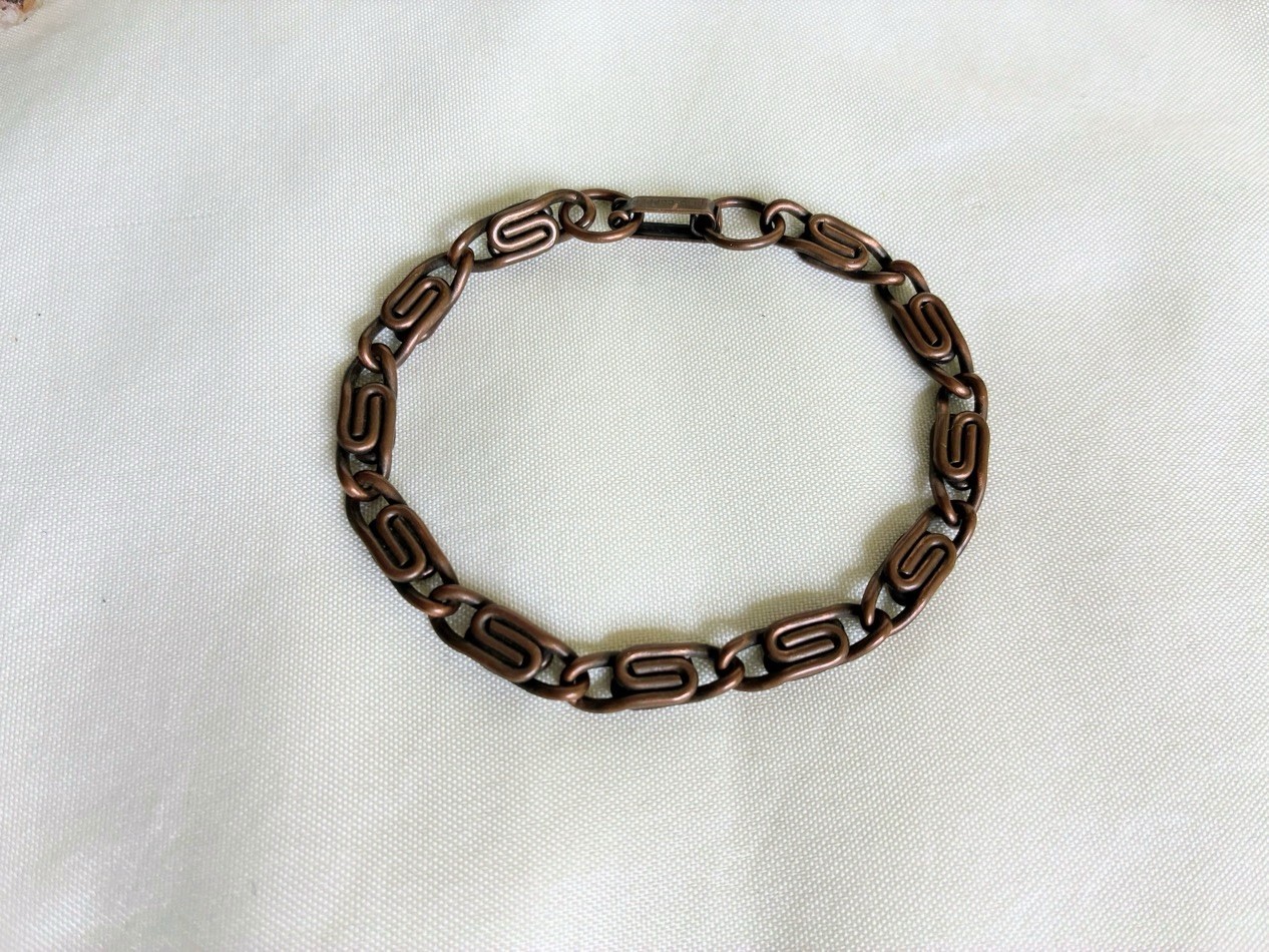 Solid Copper Bracelet, Modernist Copper Links, Mi… - image 2