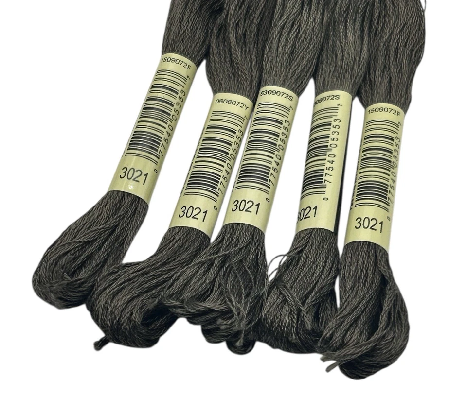 10 Skeins DMC Cotton Embroidery Floss Vy Dk Brown Gray 3021 France 8.7y Each NEW - Image 2 of 4