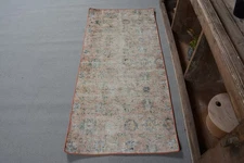 Handcrafted Orange and Blue Rug, 2.3x5 ft Bedroom Rug