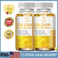 Calcium w/ Vitamin D3+K2+B12 Capsules 240pcs for Immune Bone Muscle Heart Health