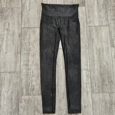 Spanx Faux Leather Leggings Womens Size M Black High Rise Shaping Edgy Slimming