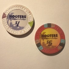 Hooters Casino Hotel Las Vegas Nevada $1 & $5 Casino Chip Gaming Collectibles