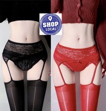Women Sexy Oil Shine Suspender Garter with Lace Pantyhose Stockings Socks Tights