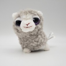 90s Applause Gray Mini Smiling Friendly Furry Alpaca Llama Plush 3" Keychain