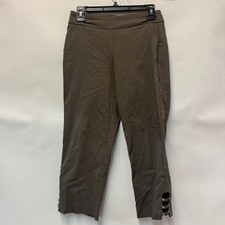 JM Collection Womens Petite PS Brown Clay Lattice Hem Capri Pants NWT CN32