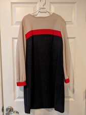 Vintage 1960s Mid century Mod Color Women's Block Dress. Likely Wool Blend