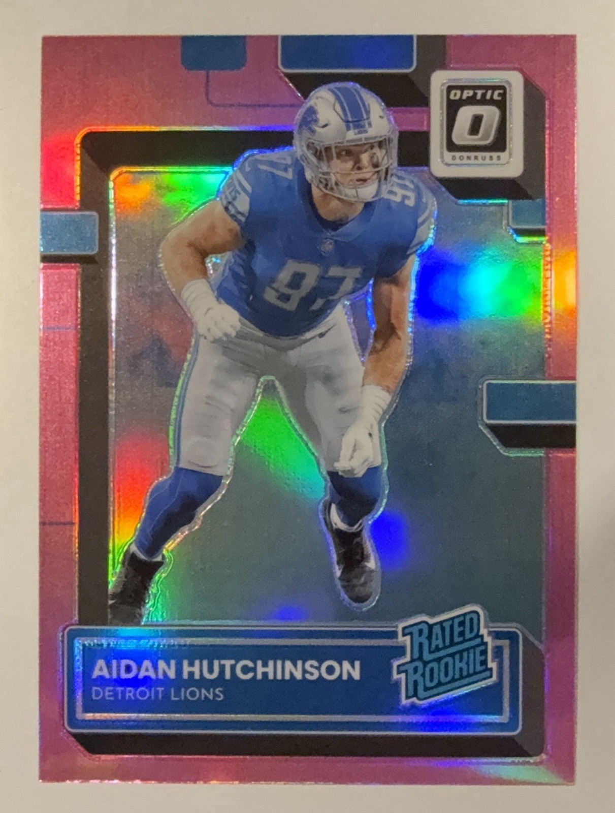 Aidan Hutchinson 2022 Donruss Optic Rated Rookie Pink Prizm #213 RC NM-MT