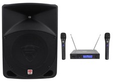 Rockville RPG10 10" Powered Active 600w PA Speaker w/Dual Wireless Mics