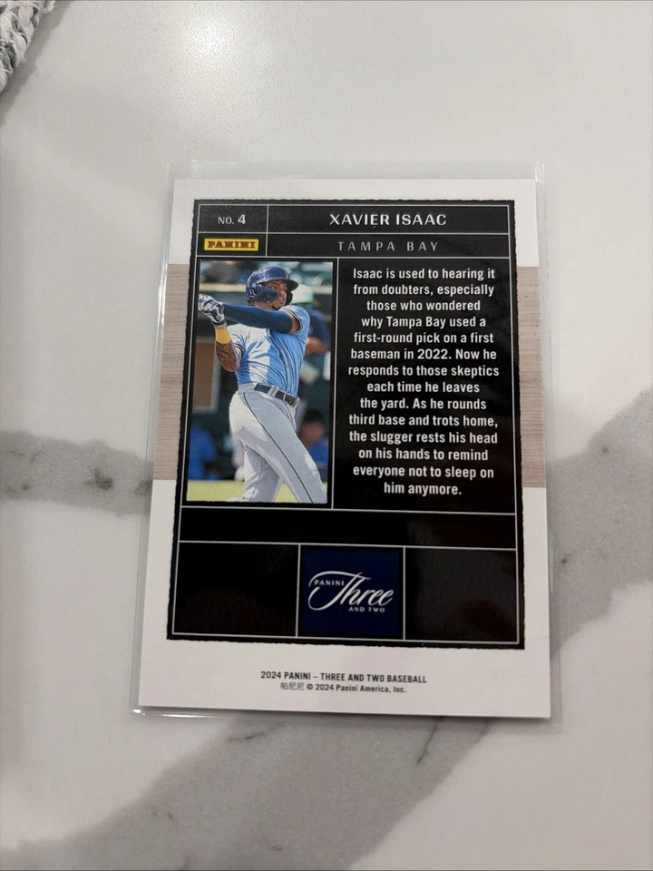 2024 Panini Three and Two Xavier Isaac 1 of 1 #4 Tampa Bay Rays - Image 2 of 2