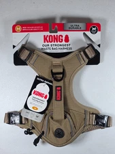 KONG Ultra Durable Dog Harness Tan Medium Waste Bag Pocket
