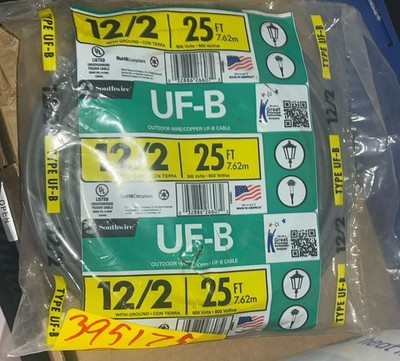 SOUTHWIRE COMPANY #13055921 25' 12/2 W/G UF-B Cable