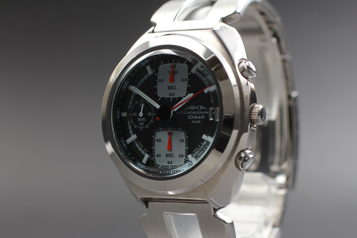 Vintage! N/Batt【N Mint】 SEIKO ALBA AKA V657-6030 BLK Dial
