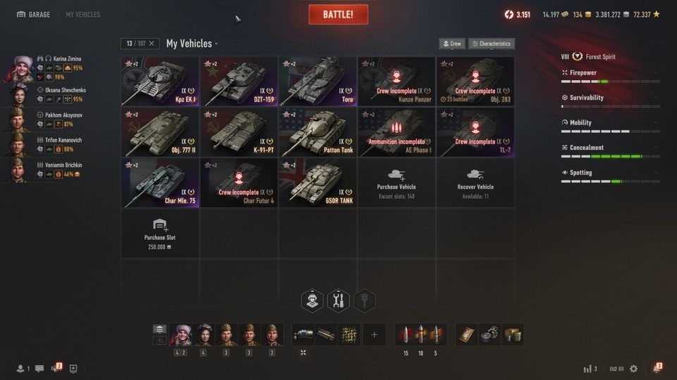 Compte World Of Tanks PC – 3500 WN8, 60% WR, 100 Chars Premium + 907 + Chieftain