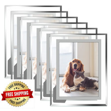 Vienrose 6-Pack 5x7 Picture Frames, Silver Edge Glass Photo Display