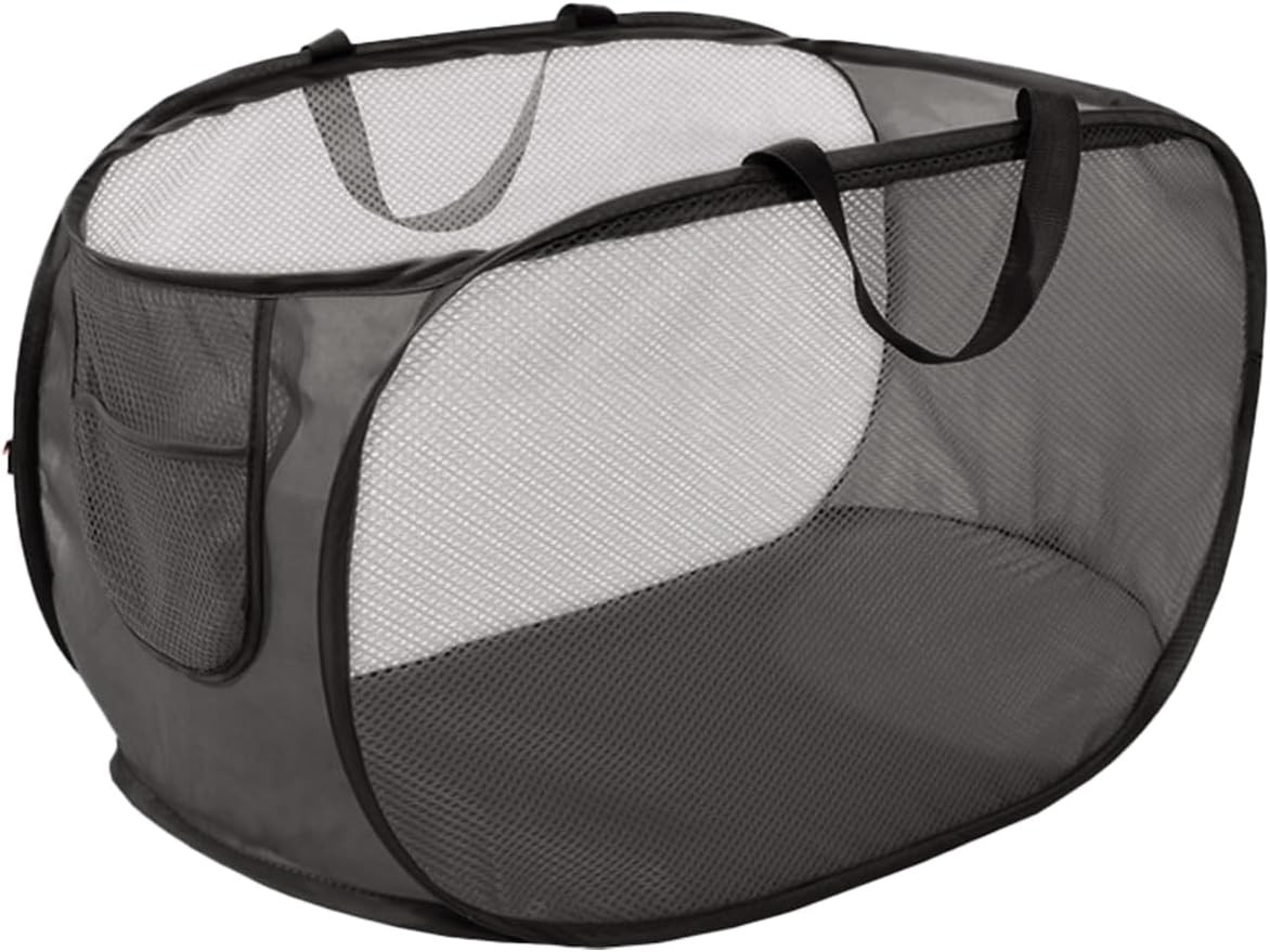 Collapsible Laundry Basket, Folds Flat to 1.5"", Lightweight Mesh Washing Basket