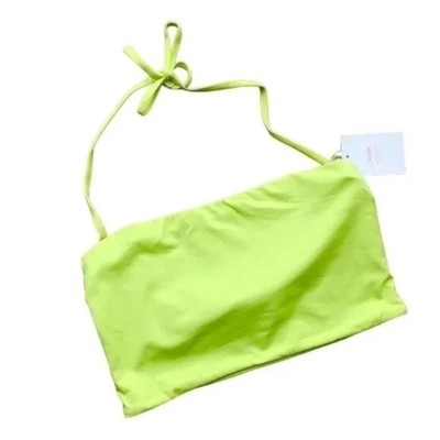 NWT Andie Swim The Aruba Bandeau Convertible Top Removable Straps S Neon Green