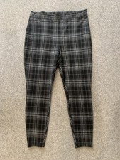 Papaya Check High Rise Leggings Cropped Black Grey UK 16