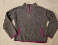 SO Girls XL 14-16 Sherpa Pullover 1/4 Zip Sweatshirt Gray Kangaroo Pocket MW