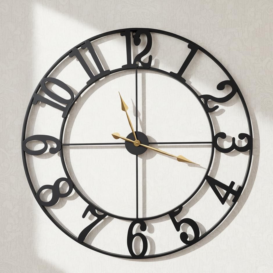 Zabiki 24 Inch Large Wall Clock Modern, Arabic Numeral Vintage Farmhouse Decorat