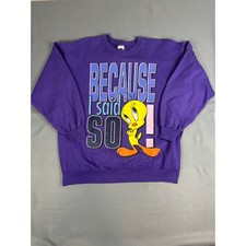 90s Vintage Tweety Bird Looney Tunes Sweatshirt, Size 18/20W, Purple